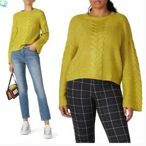 WHITNEY PORT Cable Knit Slouchy Oversized Long Sleeve Recycled Yarn Sweater XL